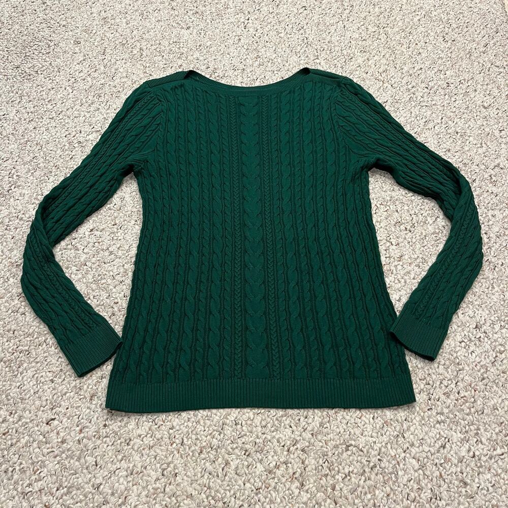 Lands End Girls Cable Knit Boatneck Sweater L 14-16 Classic Holiday Winter